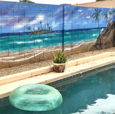 beach sunset chill backyard mural