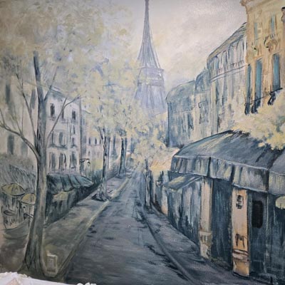 french street indoor mural