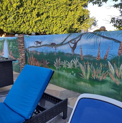 jungle poolside tropical mural aquarious